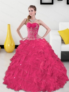 Pretty Sweetheart Quinceanera Gown with Appliques and Ruffles