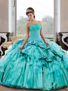 Unique Sweetheart 2015 Quinceanera Gown with Appliques and Pick Ups