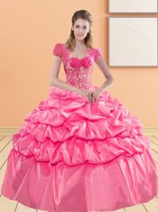 Cute Sweetheart 2015 Quinceanera Gown with Appliques and Pick Ups