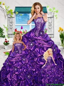 2015 Gorgeous Ball Gown Purple Princesita Dresses with Appliques and Pick-ups