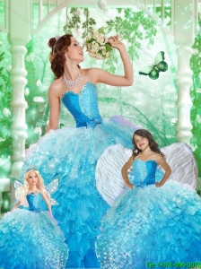 2015 Featured Beading and Ruffles Princesita Dress in Baby Blue