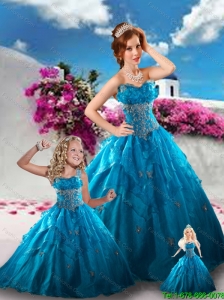 Affordable Teal Blue Princesita Dress with Appliques and Ruffles