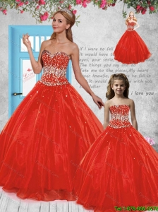 Pretty Puffy Red Princesita Dress with Beading