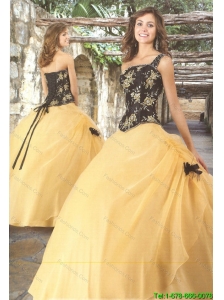 Unique Strapless Yellow Appliques 2015 Princesita Dresses
