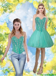 Beautiful 2015 Beading and Appliques Sweetheart Prom Dress in Turquoise