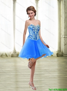 Fashionable Short Embroidery Royal Blue Prom Dresses for 2015