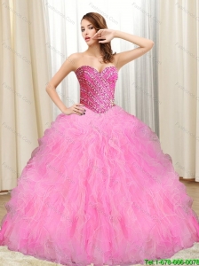 Perfect Beading and Ruffles Quinceanera Dresses in Multi Color for 2015
