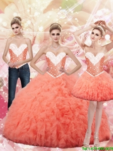 2015 Fall New Style Sweetheart Watermelon Sweet 16 Dresses with Beading