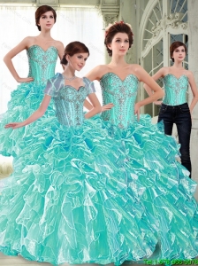 Elegant  Ball Gown 2015 Quinceanera Dresses with Ruffles and Beading