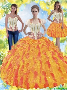 Luxurious Beaded Sweetheart Quinceanera Dresses with Ruffles For 2015 Summer