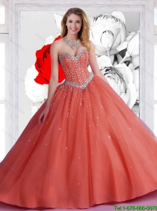 2015 Perfect Sweetheart Ball Gown Quinceanera Dresses with Beadin