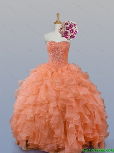 Pretty Sweetheart Beaded Quinceanera Gowns in Organza for 2015 Summer
