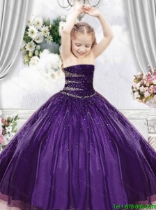 2016 Summer Discount Purple Little Girl Pageant Dress with Beading