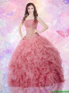 Luxurious Sweetheart Beaded and Ruffles Quinceanera Gowns in Tulle