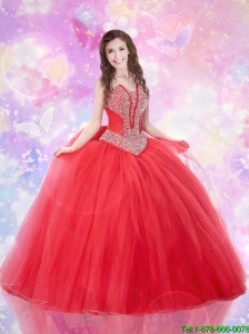 2015 Popular Sweetheart Beaded Dress for Quince in Tulle