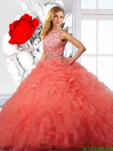 Beautiful Beaded and Ruffles Quinceanera Dresses in Orange Red for 2016
