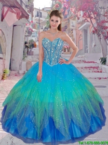 Discount 2016 Winter Beaded Ball Gown Quinceanera Dresses