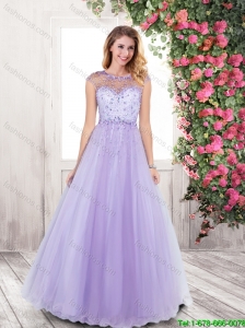 2015 Fall Fashionable Open Back Beaded Prom Dresses in Lavender