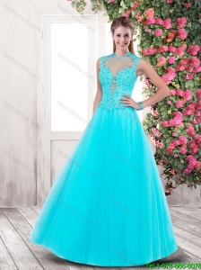 2015 Fall Popular Side Zipper Prom Dresses with Appliques and Beading