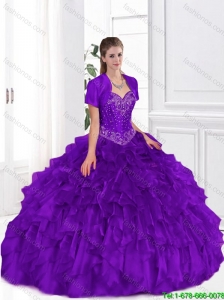 Popular Beaded and Ruffles 2015 Purple Quinceanera Dresses