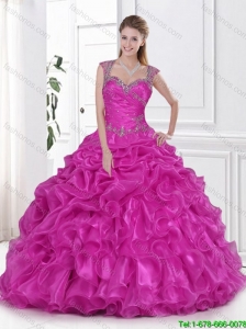 Gorgeous 2016 Fuchsia Quinceanera Dress Beading and Pick Ups