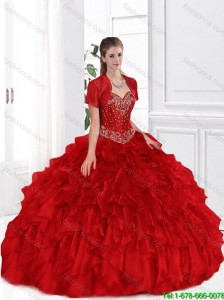 Discount Beaded Red Sweetheart New Arrival Quinceanera Gowns for 2016