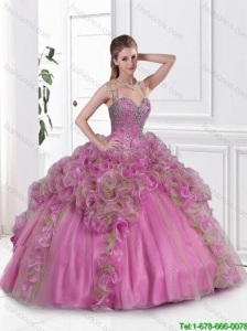 2016 Best Selling Straps Beaded Quinceanera Gowns in Multi Color