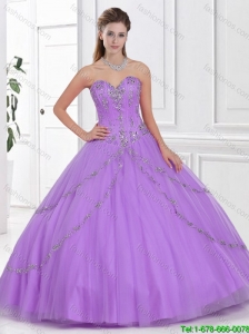 2016 Discount Ball Gown Tulle Quinceanera Gowns with Beading