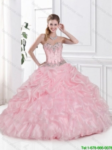 2016 Popular Sweetheart Beaded and Pick Ups Quinceanera Dresses