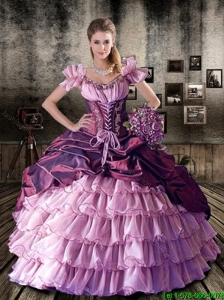 Dynamic V Neck Pick Ups Quinceanera Dresses with Ruffled Layers