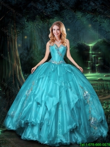 2015 Feminine Sweetheart Quinceanera Dresses with Appliques and Ruffles