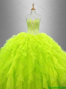2016 Gorgeous Yellow Green Beautiful Quinceanera Dresses with Ruffles