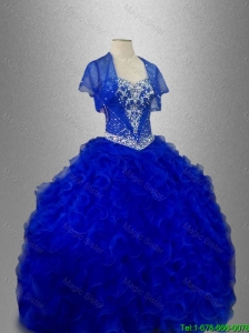 2016 New arrival Romantic Sweetheart Quinceanera Dresses with Beading and Ruffles in Blue