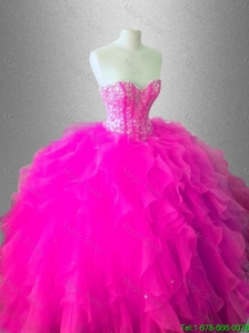 2016 New arrival Fashionable Ball Gown Ruffles Sweet 16 Gowns with Beading