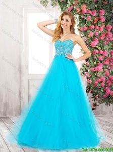 New Arrivals Elegant Sweetheart Lace Up Prom Dresses in Aqua Blue