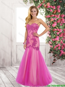 Exquisite Latest Elegant Mermaid Laced and Beaded Prom Dresses with Brush Train