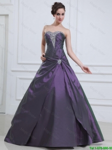 2016 Luxurious Princess Purple Prom Dresses with Beading