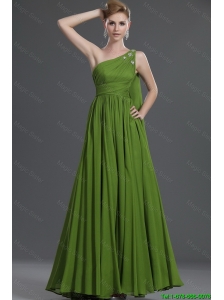 Classical  A Line One Shoulder Prom Dresses with Watteau Train