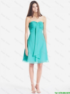 Classical Ruched Short Prom Dresses in Turquoise