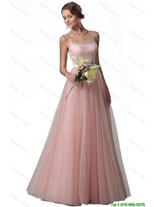 Fashionable Appliques Empire Bateau Prom Gowns in Tulle