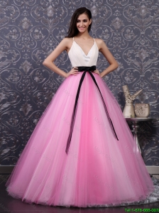 Pretty Multi Color Prom Dresses with Sashes and Sequins for 2016