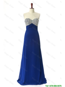 Cheap Perfect 2016 Beading Sweep Train Prom Dresses in Royal Blue