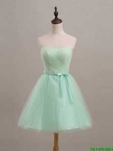 Beautiful Cheap Ruching and Belt Apple Green Short Prom Dresses for 2016