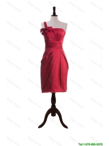 Cheap Wonderful Bowknot and Ruching Short Prom Dresses in Wine Red