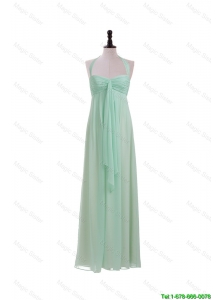 Perfect Gorgeous Halter Top Mint Long Ruching Prom Dresses for 2016 Summer