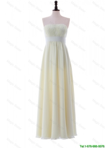 Pretty Empire Strapless Belt Cheap Prom Dresses with Ruching