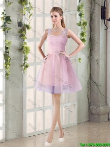 2016 Fall New A Line Straps Bridesmaid Dresses with Hand Made Flowers