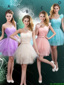 Discount Short One Shoulder Bridesmaid Dresses with Hand Made Flowers