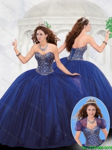 2016 Spring Luxurious Sweetheart Beaded Quinceanera Dresses in Royal Blue