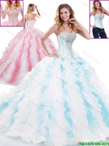 2016 Spring Popular Sweetheart Brush Train Sweet 16 Gowns in Multi Color